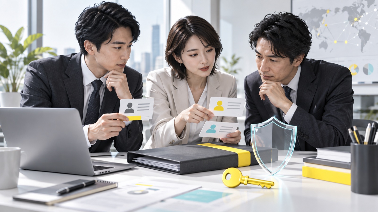 アクセス権限と機密文書の扱いを確認する社内チームのイメージ